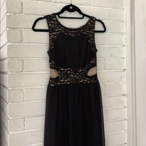 Sweet Storm black lace and Nude dress